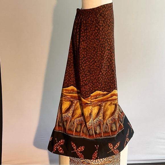 Russell Kemp, Sz 18, Animal Print, Lined Maxi Skirt, Side Buttons, Elastic Waist - Picture 1 of 11